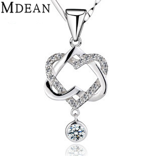 MDEAN Necklace Pendant white gold filled heart pendant necklaces engagement vintage accessories wedding jewelry JYA028