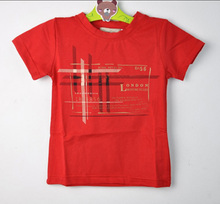 New 2016 Boys Girl T-shirt Letter Print Boy Top T-shirt Clothes Red White Short-sleeved Costume Childrens Clothing Kids T shirt