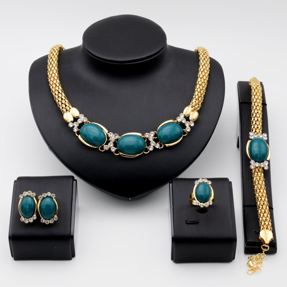 Hot Sale Free Shipping 4 Color 18k Gold Plated Wedding Jewelry Sets For Women Fashion Necklace ...