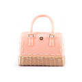 Solid Color Trendy Fashion Shoulder Bag Candy Color Straw Bottom Women Casual Barrel shaped Bag Ladies