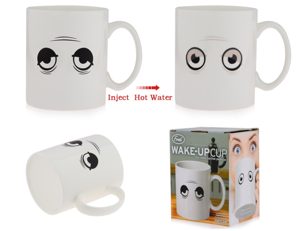 Free shipping 201 300ml eyes mug Fred and Friends wake up Coffee Milk Tea Mug with