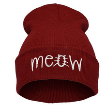 Brand quality Hot Sale Winter Hat Women Men MEOW Beanie Knitted Warm Wool Caps Hip hop Skullies Hats caps Beanies free shipping