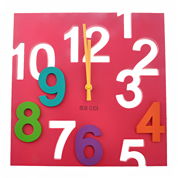 MD1105 Creative 3D Colorful Arabic Numbers Square Shaped Quartz Wall Clock Art Clock