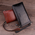 2015 new men genuine leather wallet fashion high quality design long zipper purse organizer brand clutch