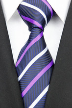 NT0135 Navy Purple Stripe Smooth Man s Wedding Business Luxury Tie Jacquard Woven Classic Silk Polyester