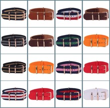 Venta al por mayor de la raya Cambo sólido 18 mm 20 mm 22 mm multicolor militar del ejército tela otan Nylon correas de reloj bandas correa de oro rosa hebilla