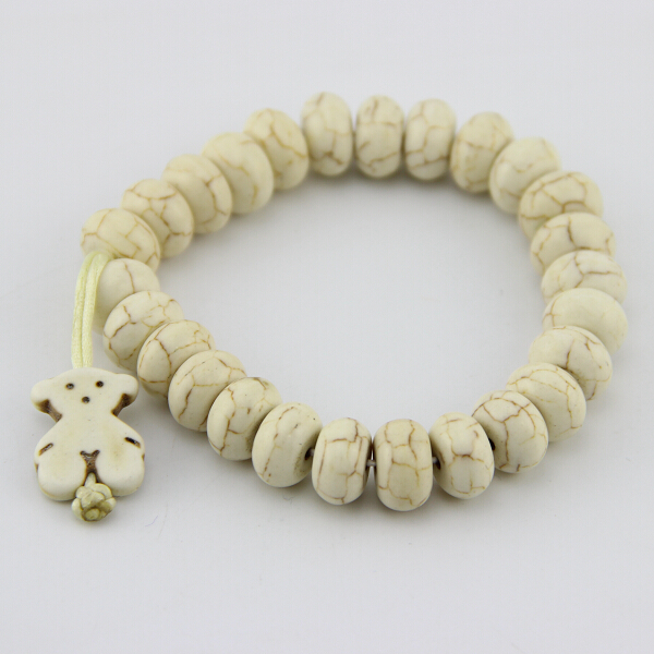 2015 cute bear bracelet,natural white stone of bear bracelet,women bear bracelet!