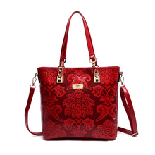 6 Pcs Set Pu Leather Embossing Composite Bag Chinese Styles Women Handbag Messenger Bag Fashion Shoulder