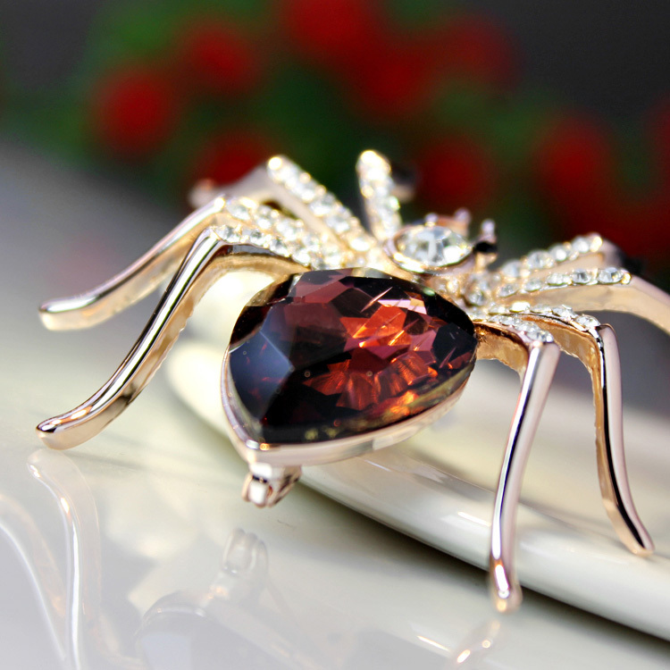 9 Colors New 2015 18K Rose Gold Plated Zircon Crystal Luxury Spider animal Brooches Wholesales Fashion Jewelry for women Y5785