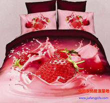 3D strawberry red comforter bedding set queen bed linen sheet quilt duvet cover bedspread bedsheet bedclothes oil painting milk