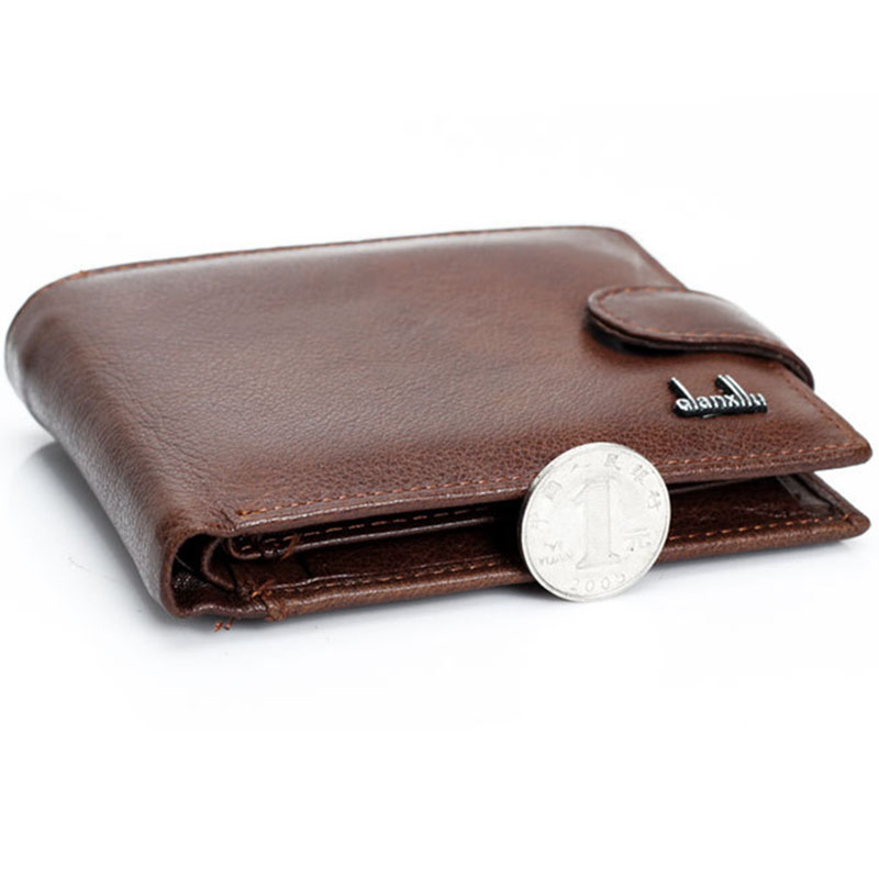 wallet men 100% genuine leather wallets men real leather purse with coin pocket trifold wallet ...