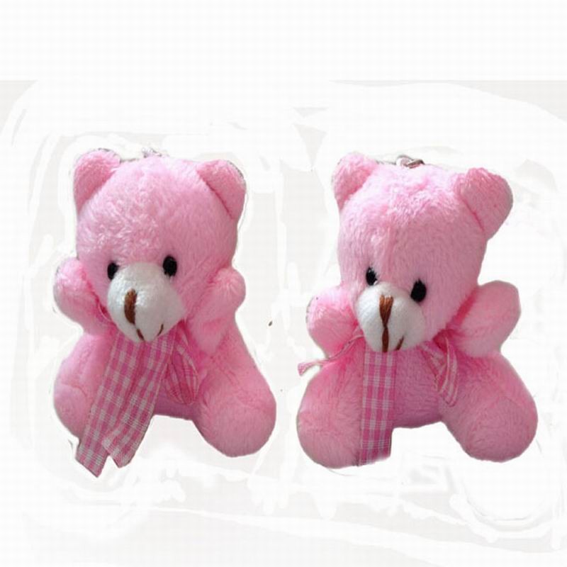 30cm Teddy Bear Grid Heart Stuffed Plush Scarf Beige Animals Soft Toy Doll Gifts
