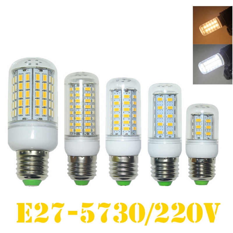 1Pcs SMD 5730 E27 LED lamp 7W 11W 12W 15W AC 220V Ultra Bright 5730SMD LED Corn Bulb light Chandelier 24LED,36LED,48LED,56LED