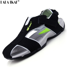 2015 Summer Sandals Men Closed Toe Fashion Beach Men Sandals Flexional Suede Leather Men Shoes Beach Shoes XMH0023-0.5 Big Size