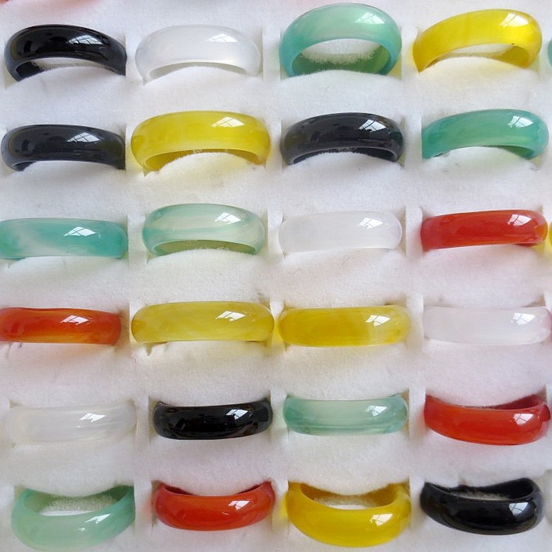 2015 New HOT Fashion Retro Agate Gem Wedding Ring Rings For Women Natural Natural Stone 6mm
