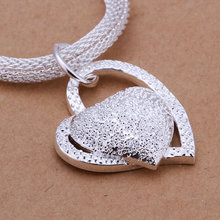Christmas Gift Wholesale 925 Silver Necklaces Pendants Sterling Silver Jewelry Inlaid Stone Heart Necklace SMTN270