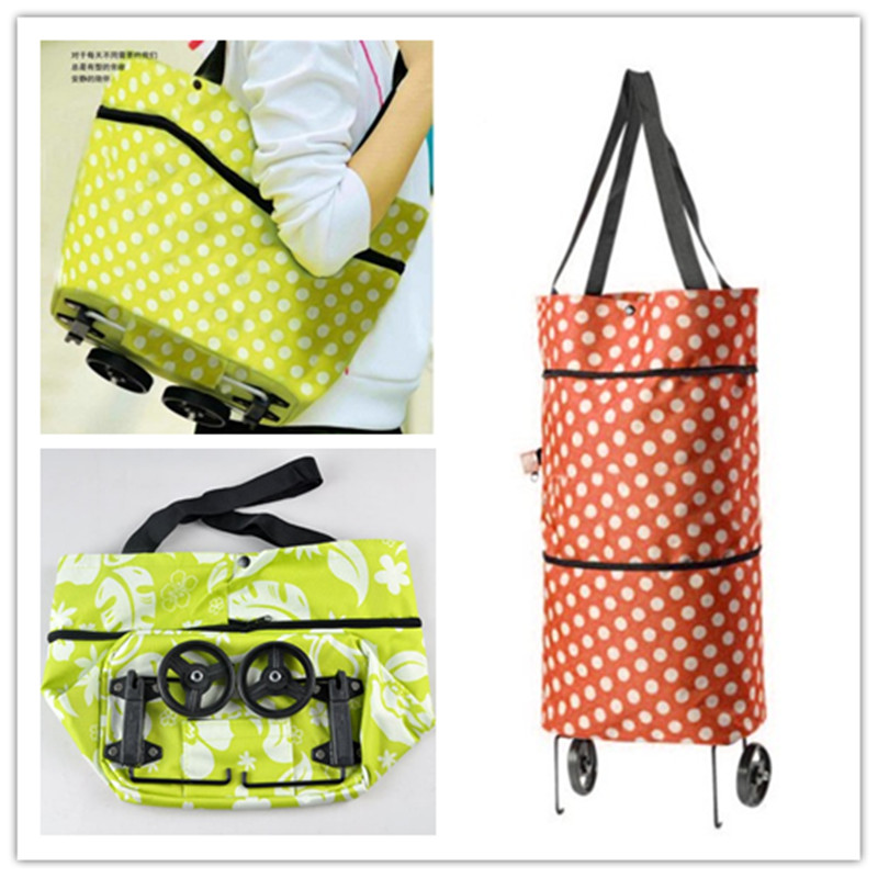 Free shipping portable shopping cart,foldable shopping trolley tote bag with wheel Rolling