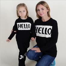 2016 Family Matching Clothing “hello bye” Sweater Girls Boys For Mother And Daughter Outfits baby kids children clothes ins hot