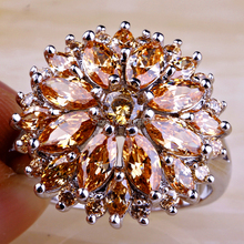 Wholesale Round Marquise Cut Morganite 925 Silver Ring Size 7 8 9 10 11 12 13