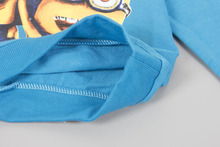 Free Shipping 2015 New Baby Boys Girl Cartoon Design Round Minion Collar Fleece Children Wear T