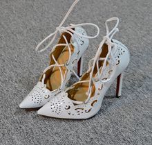 Red sole pumps for women high heels pointed toe gold heels 2016 spring shoes fashion cutout