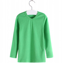 New arrival boys girls V Neck bottoming shirt long sleeve solid T shirt spring autumn cotton