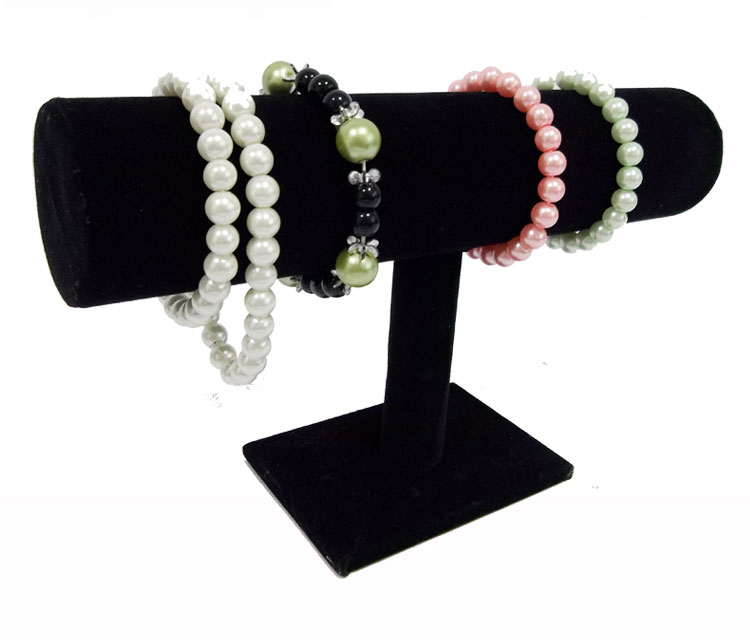 Portable Organizer Black Velvet Bracelet Bangle Necklace Chain Watch T Bar Rack Jewelry Display Stand Holder
