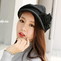 Fashion Women British Style Vintage Ladies Hat Wool Beret Warm Peaked Cap Brim Flat Hats Rose