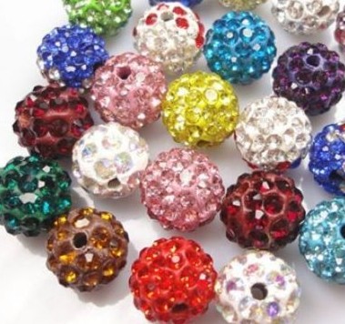 200pcs//lot 10 mm Mixed Micro Pave Disco Cristal Shamballa perles bracelet Spacer
