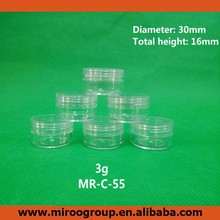 Free Ship 100pcs 3g Mini Empty Clear Cosmetic Jar Pot Eyeshadow Makeup Face Cream Jar Lip Balm Container Sample Plastic Bottle