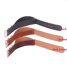 NATO Brown black PU Leather 24 mm Wholesale Fashion Watchbands Men Women Casual Watches Straps Wristwatch