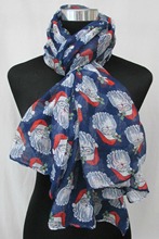 Ladies Navy Santa Claus Large Christmas Pashmina/Scarf/Wrap 10pcs/lot