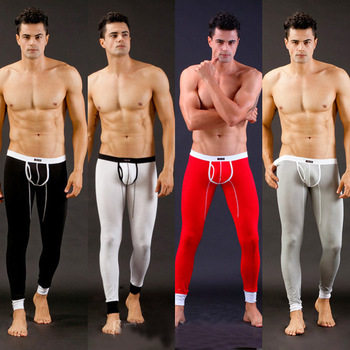 Мода новый сексуальных людей с низкой посадкой модальные нижнее белье лонг джонс тепловые брюки нижнее белье брюки