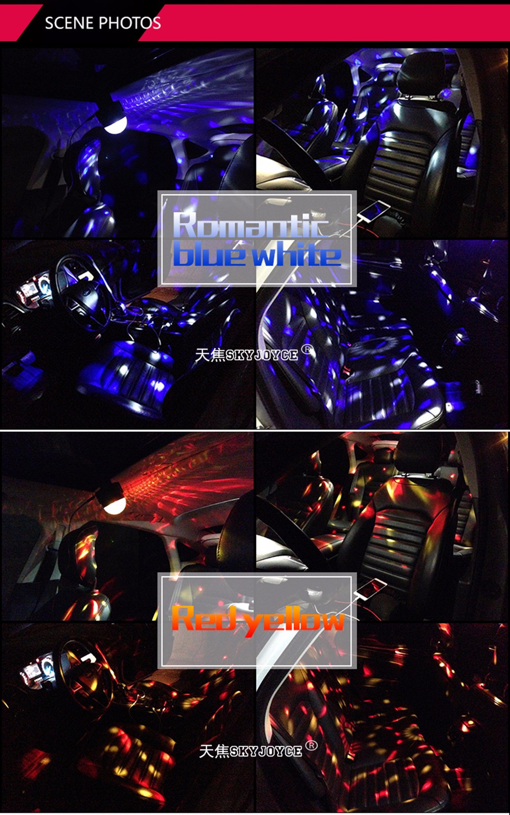 WYPRGB design car DJ light LED car music light xenon white gold yellow deep blue car interior Sound Rhythm Music glow flash led (11)
