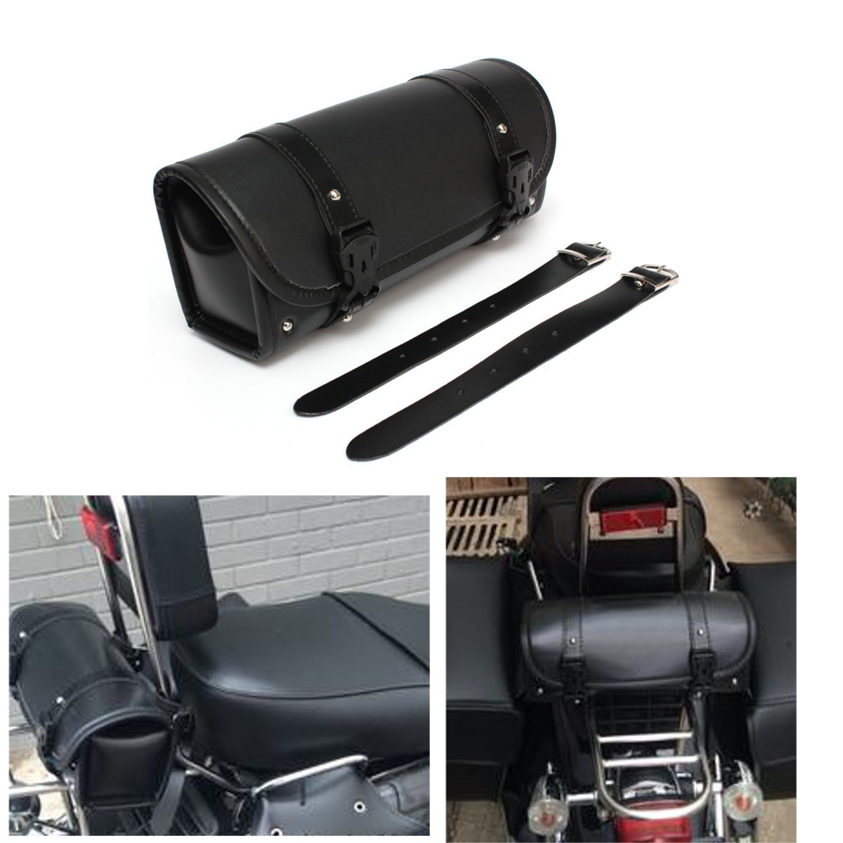Motorcycle Saddlebag Roll Barrel bag Storage Tool Pouch For font b Harley b font font b