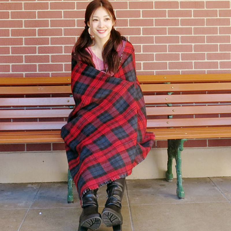185cm New Chic Women Shawl 2015 Winter Checked Plaid Scarf Grids Large font b Tartan b