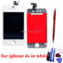 Mobile Phone High Quality lcd display for iphone 4s Replacment Parts + Touch Screen Digitizer Frame+ Touch Pen