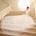 New A Line Sequined Strapless Off The Shoulder Sleeveless Court Train White Red Satin Bridal Wedding