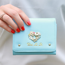 New 2015 Fashion design famous brand wallet cute diamond sweetheart metal rivets women short wallets carteiras