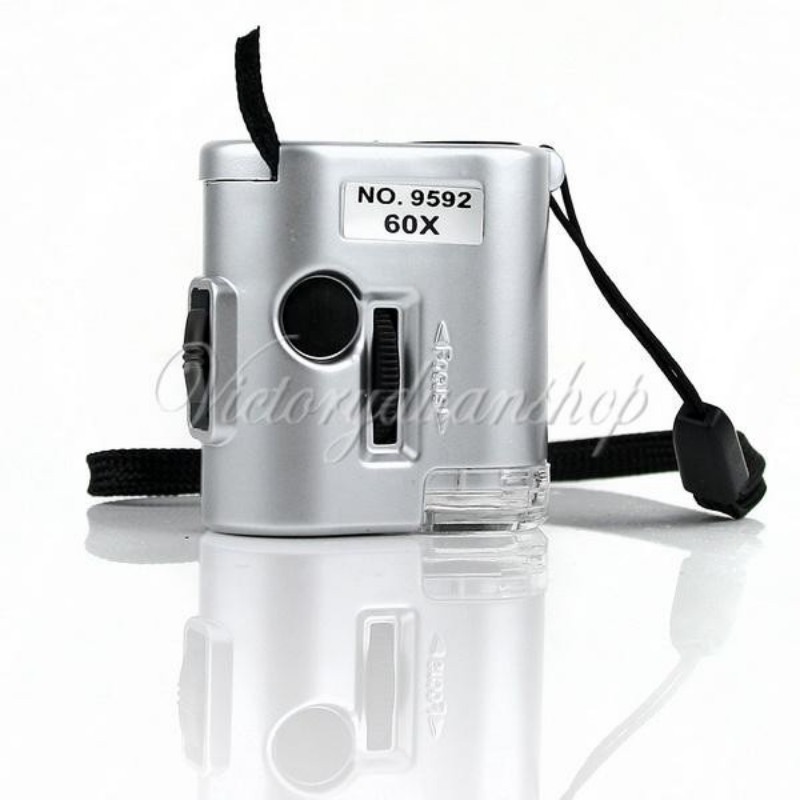 Mini Lens 60X Pocket Magnifier Microscope With LED Light Jewelry Loupe Currency Dectector New