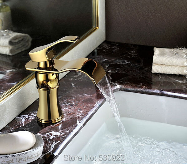 Newly Deck-mounted Luxury Bathroom Sink Faucet Mixer Tap Single Handle Single Hole Golden Polished Euro Style Basin Faucet