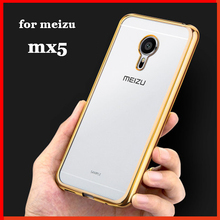 mX 5 Luxury mobile phone cover case for meizu mX5 original back cover battery silicon silicone soft clear tpu gold men cases