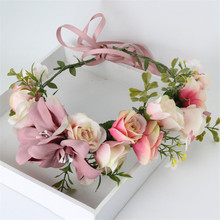 2016 New Fashion Women Wedding Rose Flower Wreath headband flowers garland hair Wreath hair accessories for women ladies girls