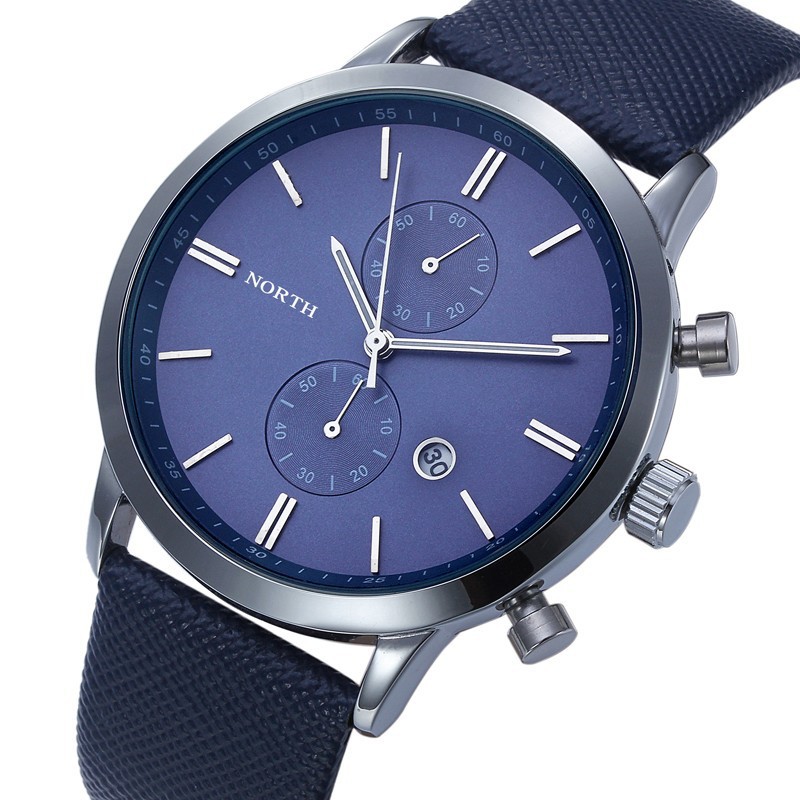 New Fashion Brand NORTH Watch men Sports Quartz Watches Men s Slim Case Date Display Strap