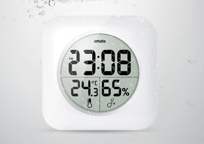 Waterproof Bathroom Digital Clock Shower Time Suction Kitchen Wall Desktop Thermometer Hygrometer