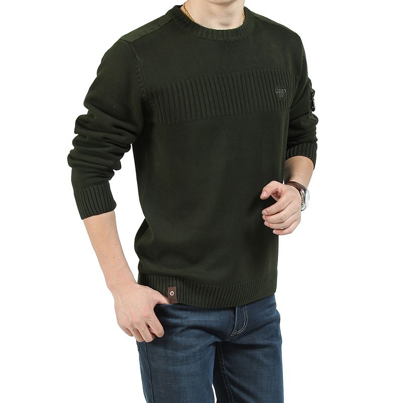 AFS JEEP Autumn Winter Thicken Men Cotton Knitted Sweaters Cotton 2015 O Neck Brand Pullover Long Sleeve 3XL Sweaters Wholesale (21)