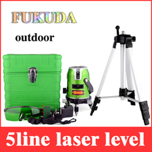 Fukuda 5 líneas 1 punto verde nivel láser 360 rotatorio EK-468GJ autonivelante line cruz lazer niveles con la batería + 1.5 m trípode LL10