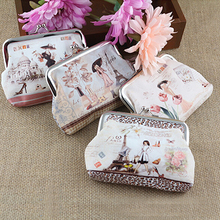 Women Flower Printed Hasp Zero Purse Clutch Bag Key Coin Card Holder Wallet 9FWE