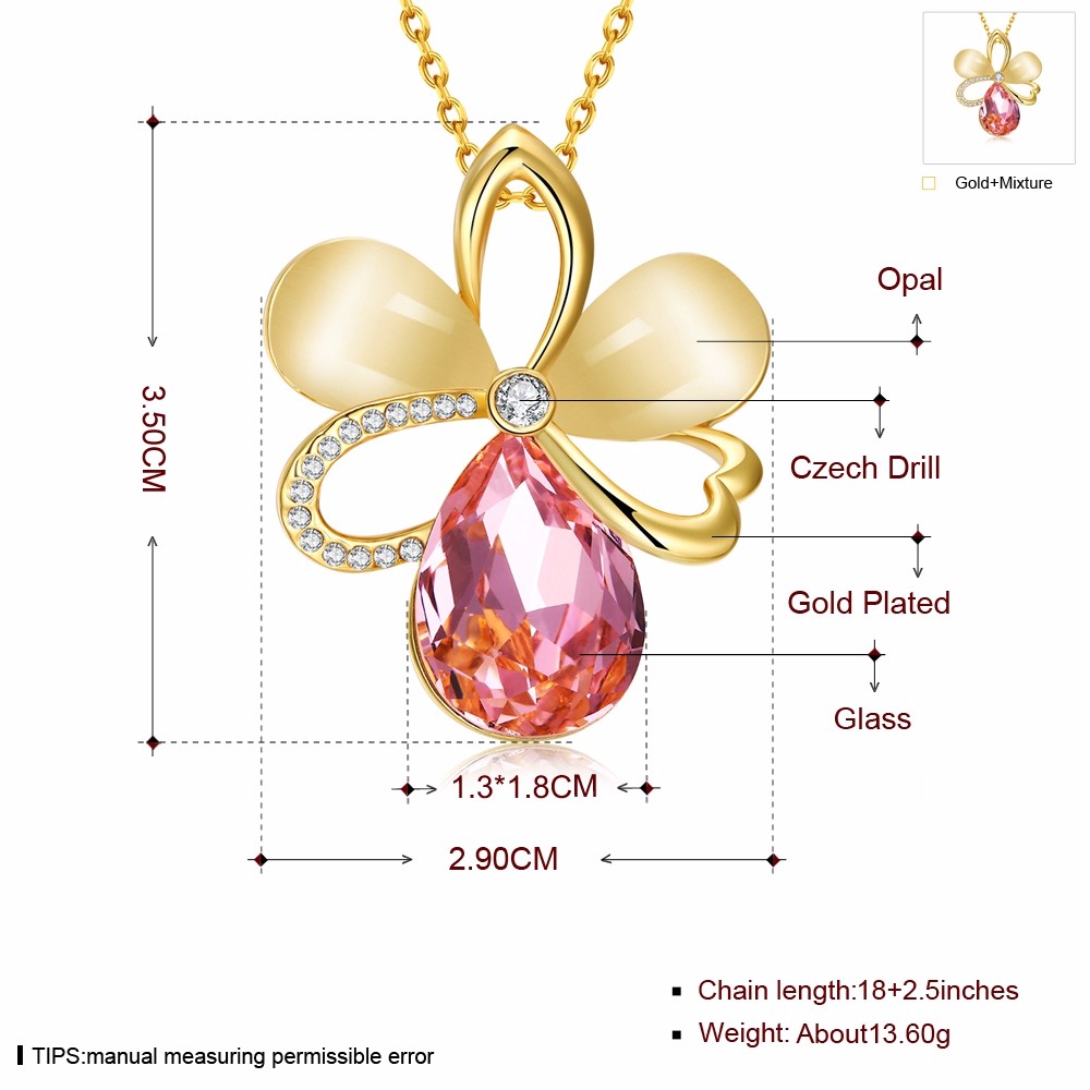 7-925 Sterling Silver Jewelry Vintage Accessories Hollow Flower Design 18K Gold Plated Fashion Jewelry Opal&Rhinestone Pendant Necklace For Women QA0059