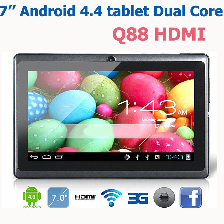 7 inch dual core Android 4 4 tablet pc Dual camera with HDMI wifi external 3G